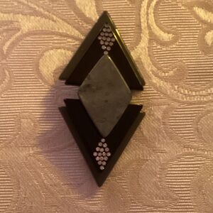 Elegant Black and Gray Art Deco Brooch